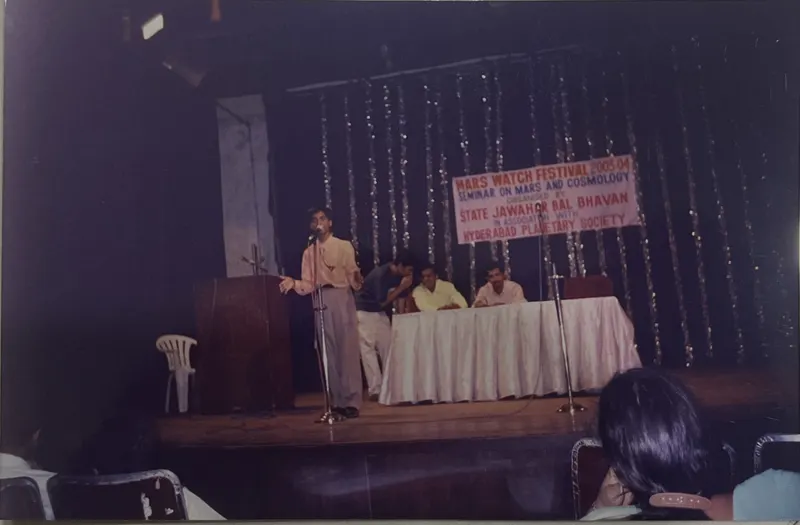 Praveen Kumar Gorakavi — Delivering a public lecture on Mars Watch Day — science for everyone